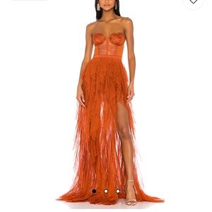 X REVOLVE Bustier Gown in Rust